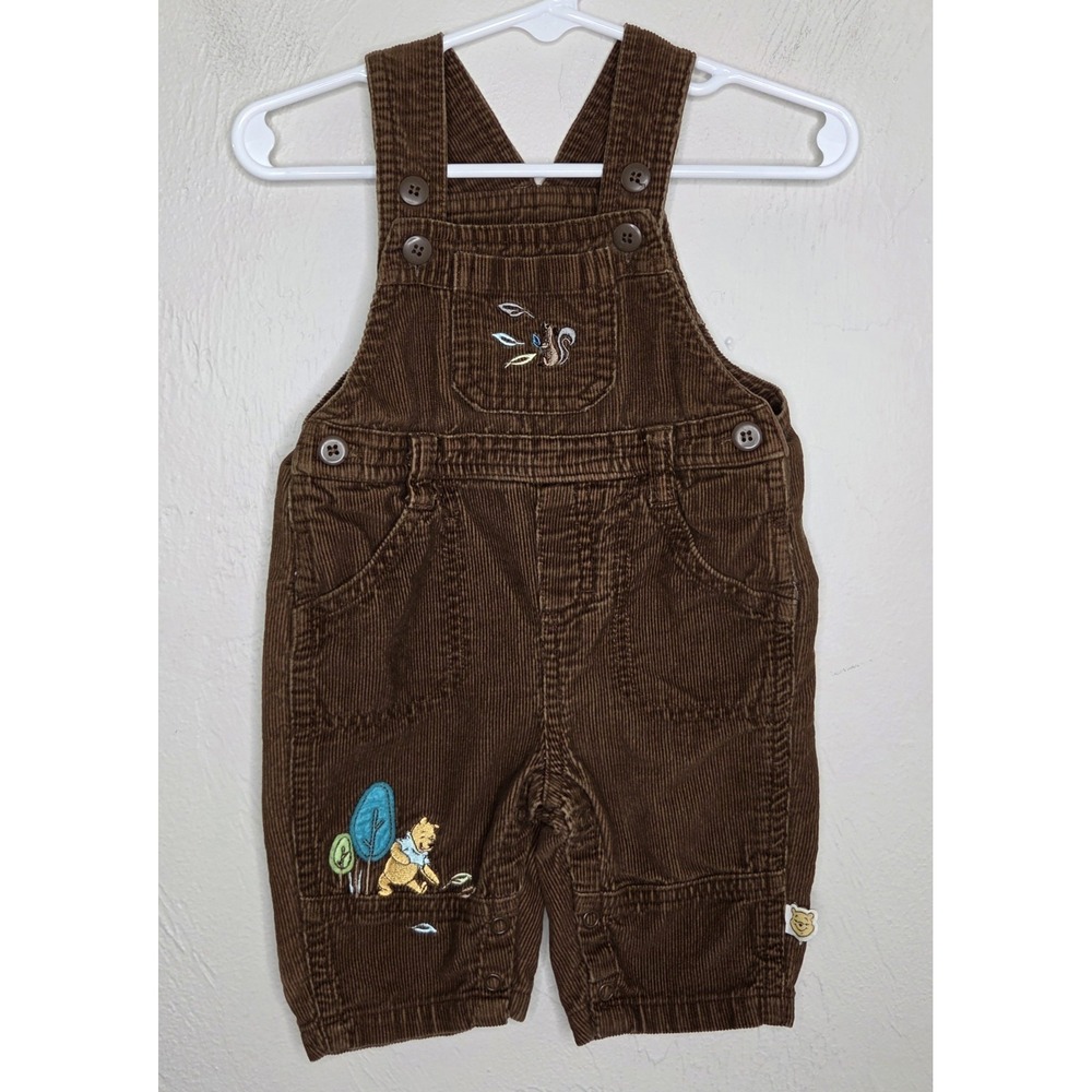 Vintage Brown Corduroy Overalls Winnie The Pooh Infant 3-6 Months Disney Baby